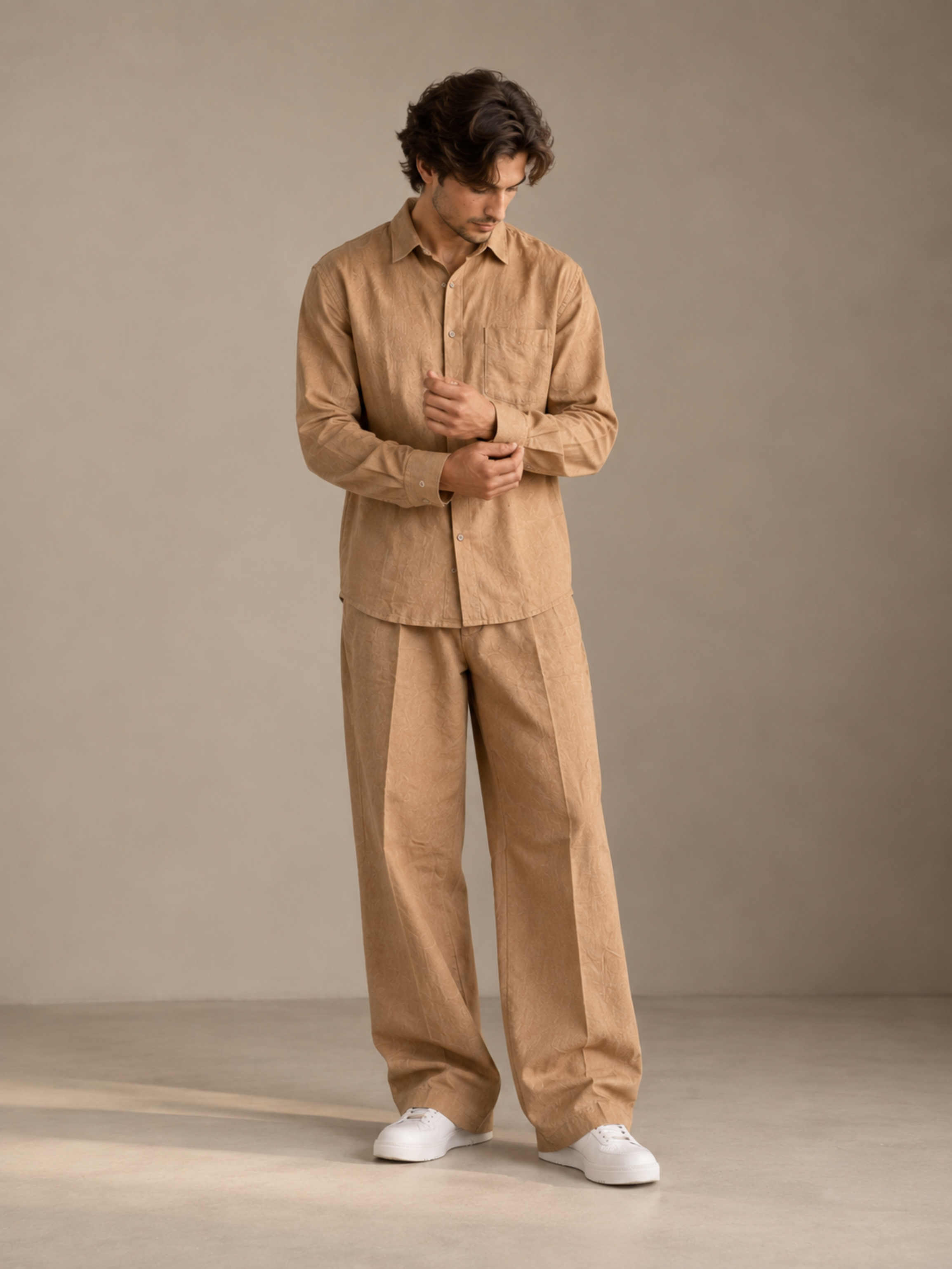Men's Tan Corduroy Co-Ord Set