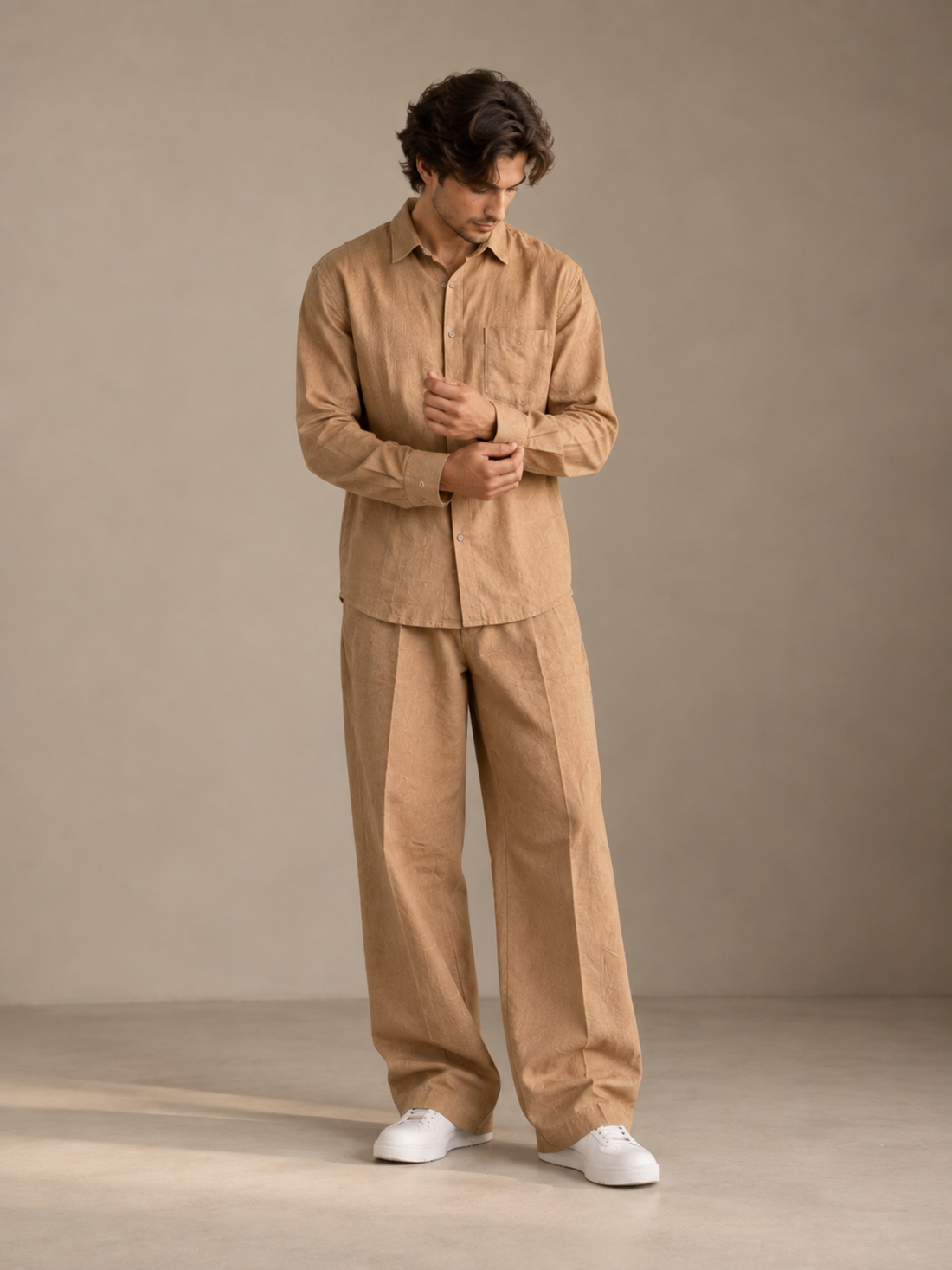Men's Tan Corduroy Co-Ord Set