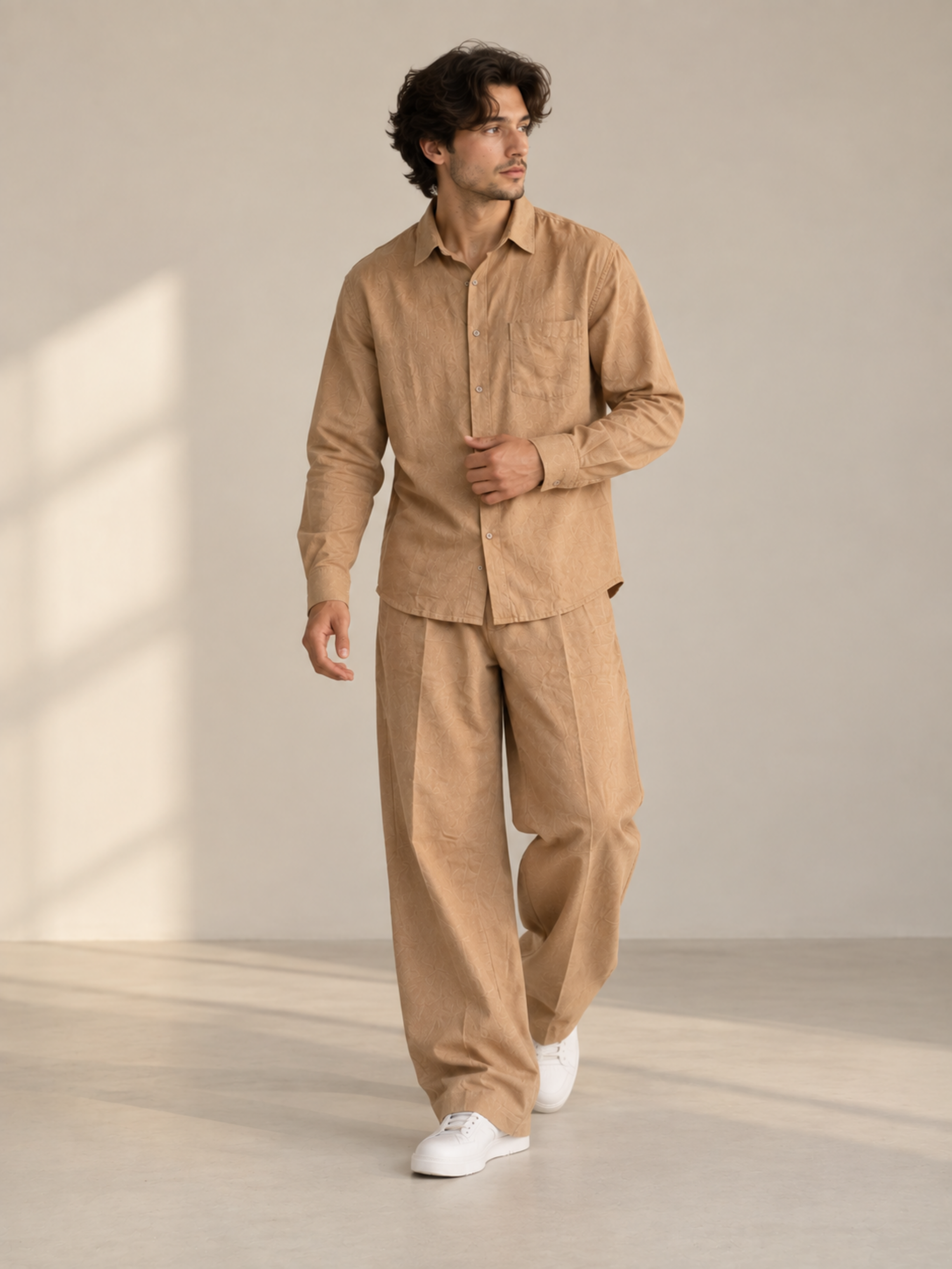 Men's Tan Corduroy Co-Ord Set