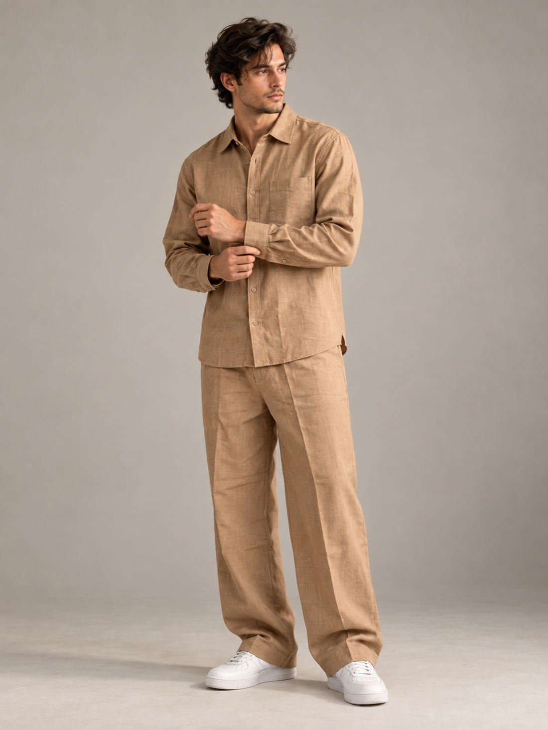 Men's Tan Corduroy Co-Ord Set