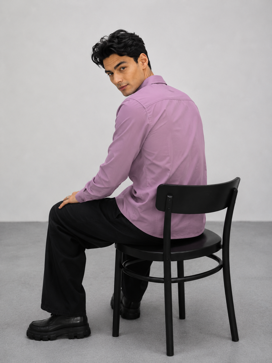 Men’s Dusty Mauve Rayon Poplin Cotton Shirt