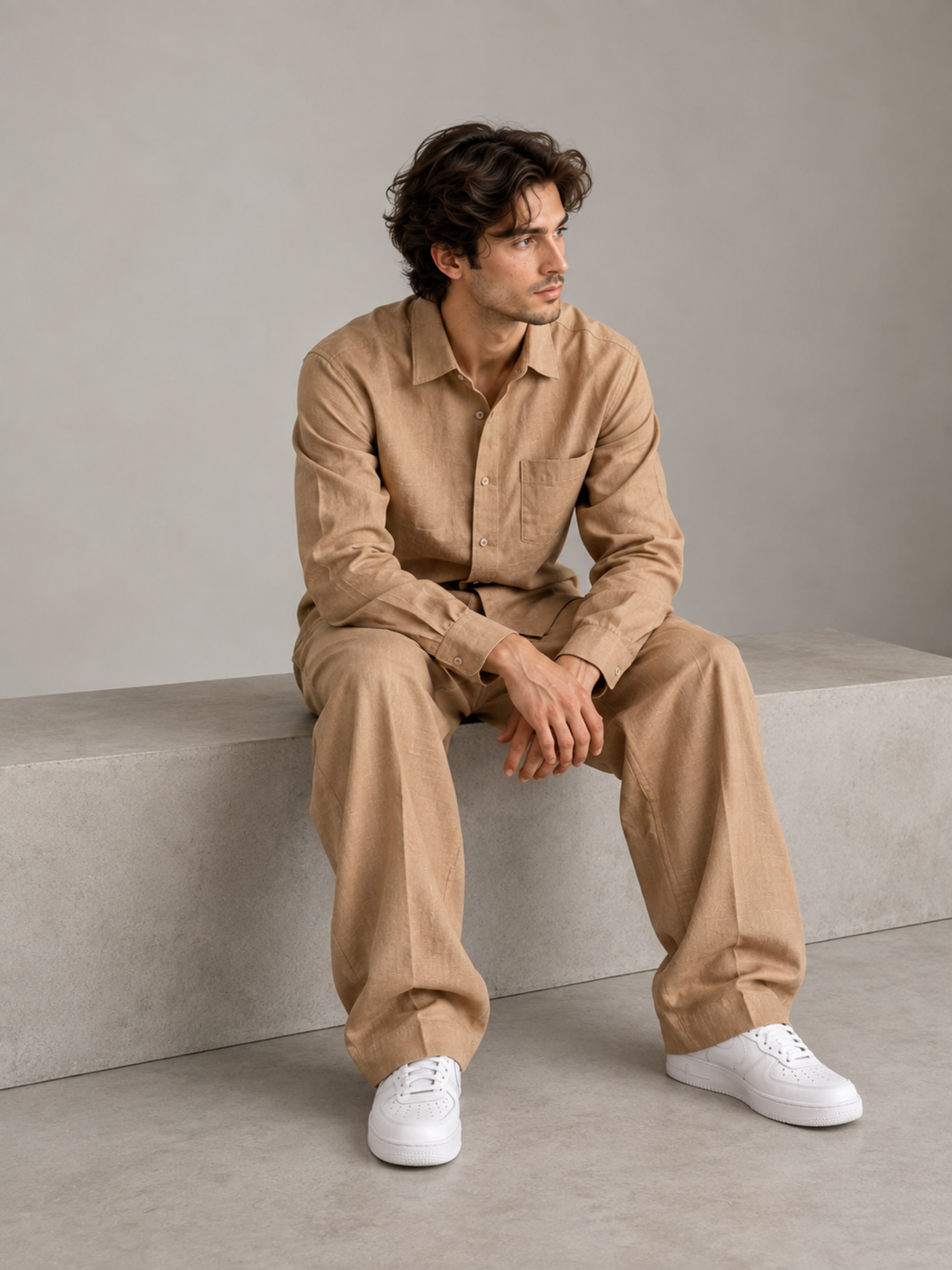 Men's Tan Corduroy Co-Ord Set