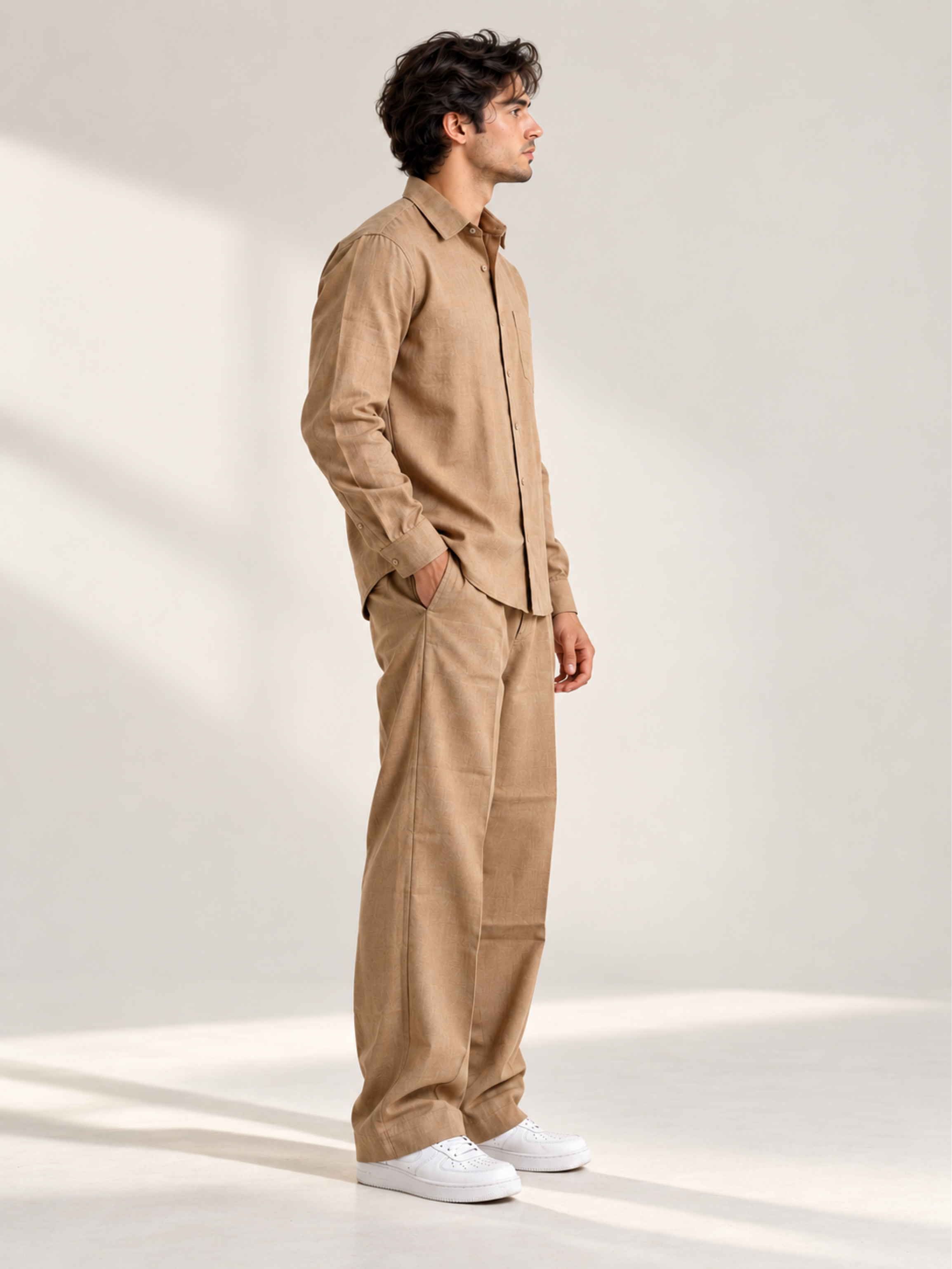 Men's Tan Corduroy Co-Ord Set