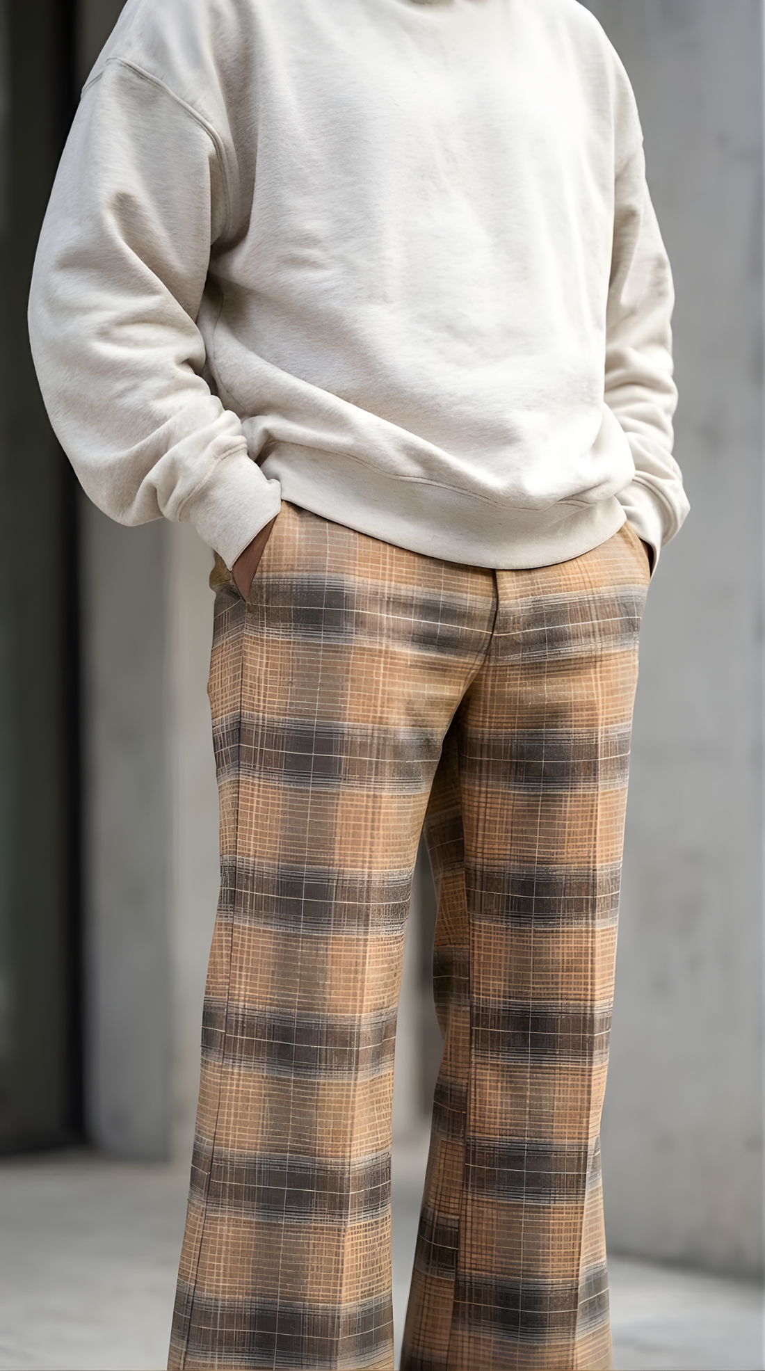 Brown Check Bootcut Pant