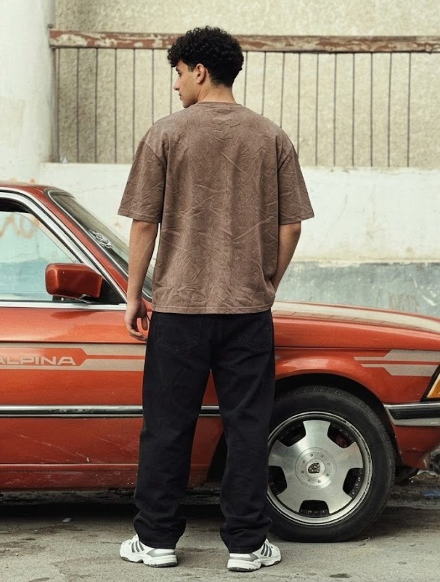 Earth Brown Acid Wash Oversized