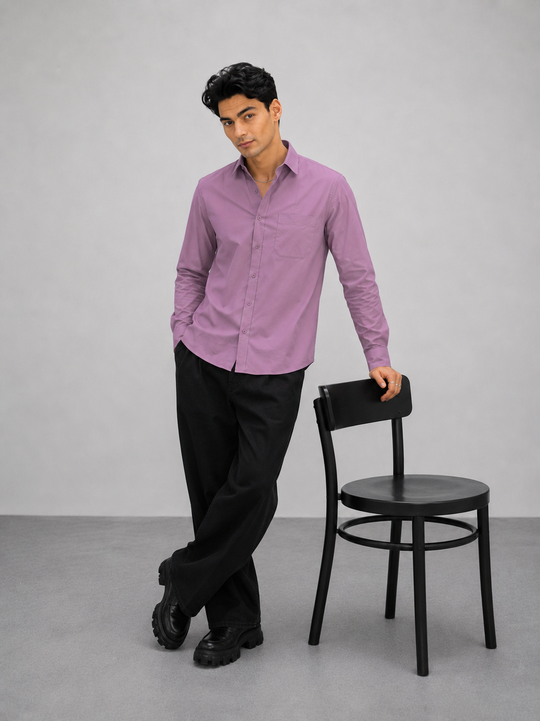 Men’s Dusty Mauve Rayon Poplin Cotton Shirt