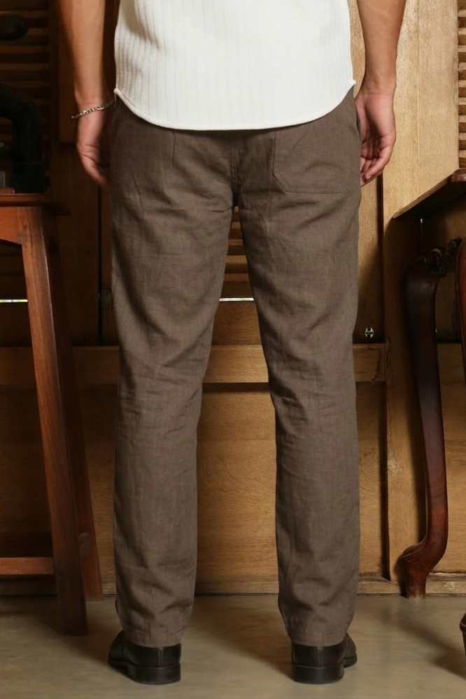 Taupe Linen Cotton Relaxed Fit Pants – Premium Summer Essential