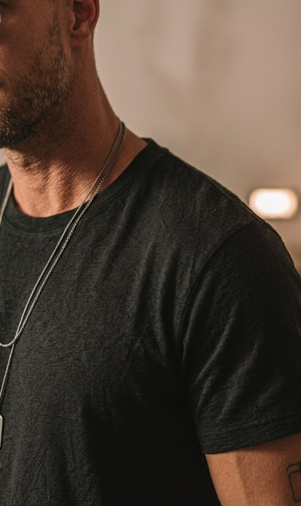 Jet Black Textured T-Shirt