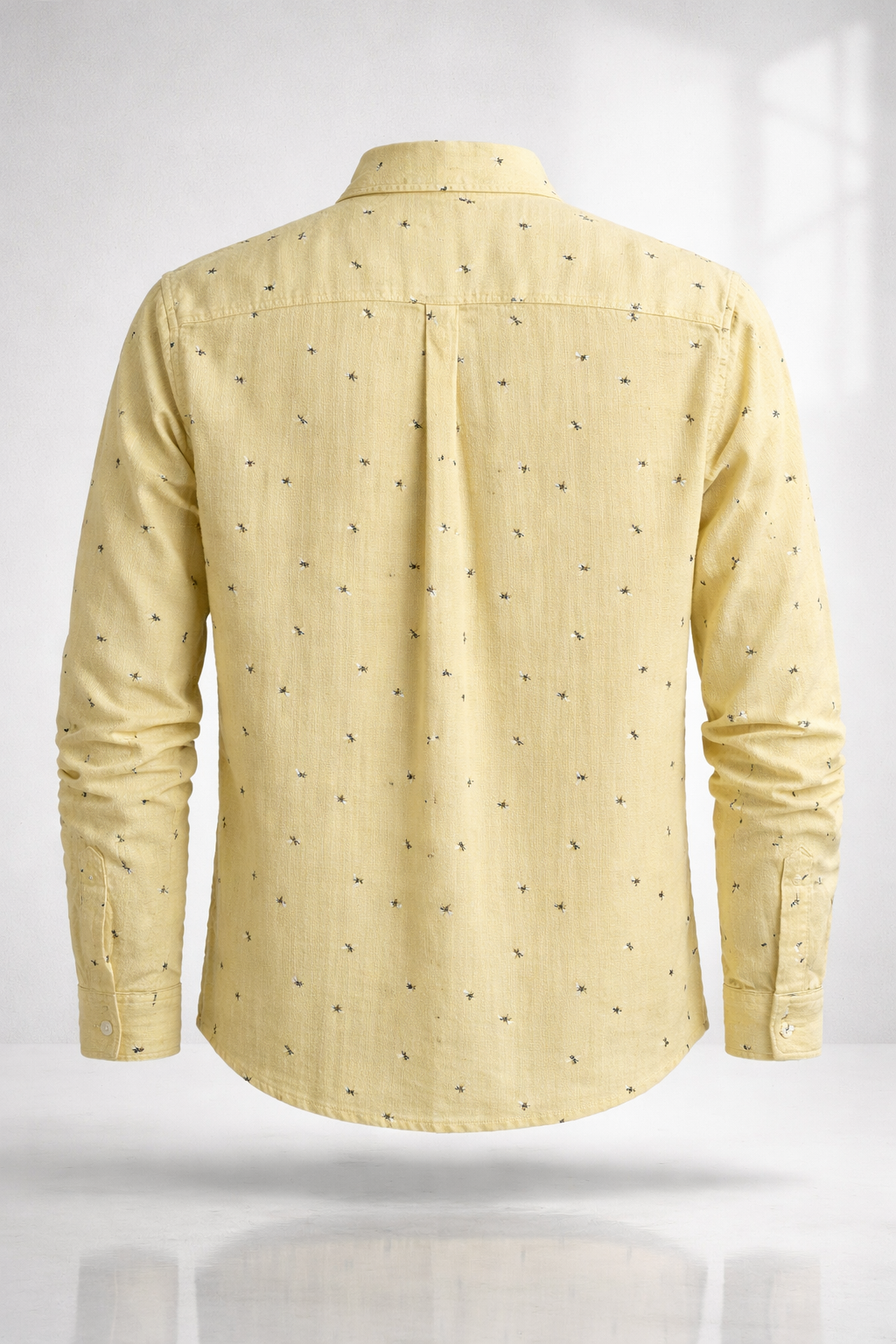 Men’s Light Yellow Honey Bee Double Gauze Cotton Shirt – Premium Summer Essential