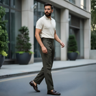 Olive Green Gorkha Pants – 100% Cotton Straight Fit with Adjustable Side Buckle