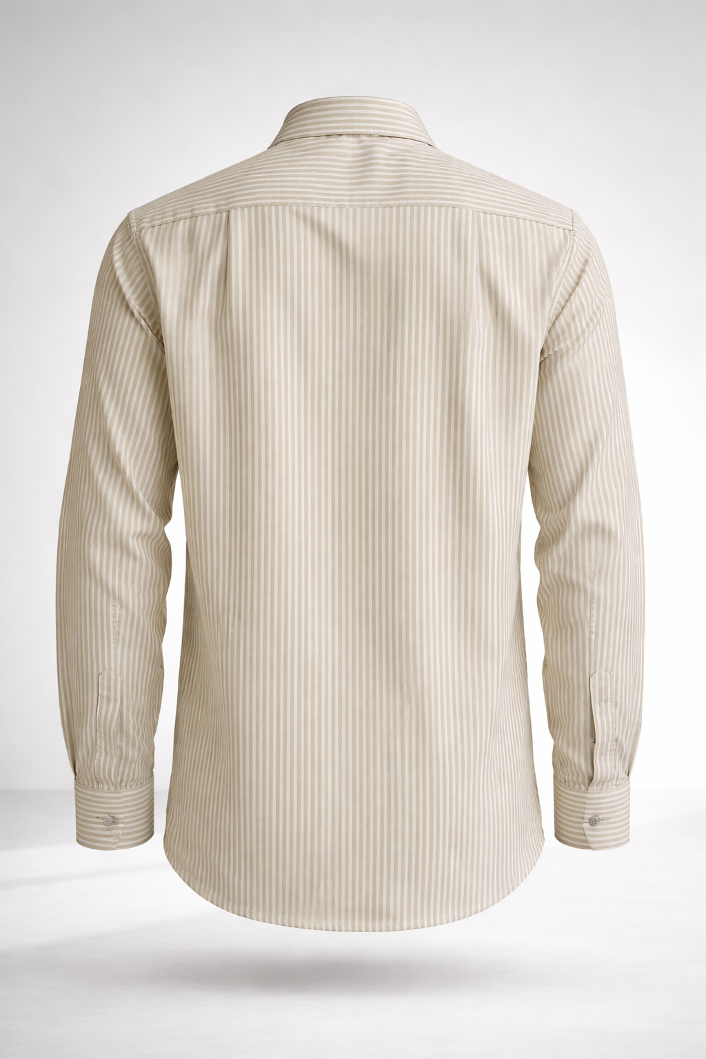 Men’s Beige Striped Cotton Viscose Shirt – Premium Smart Casual Essential