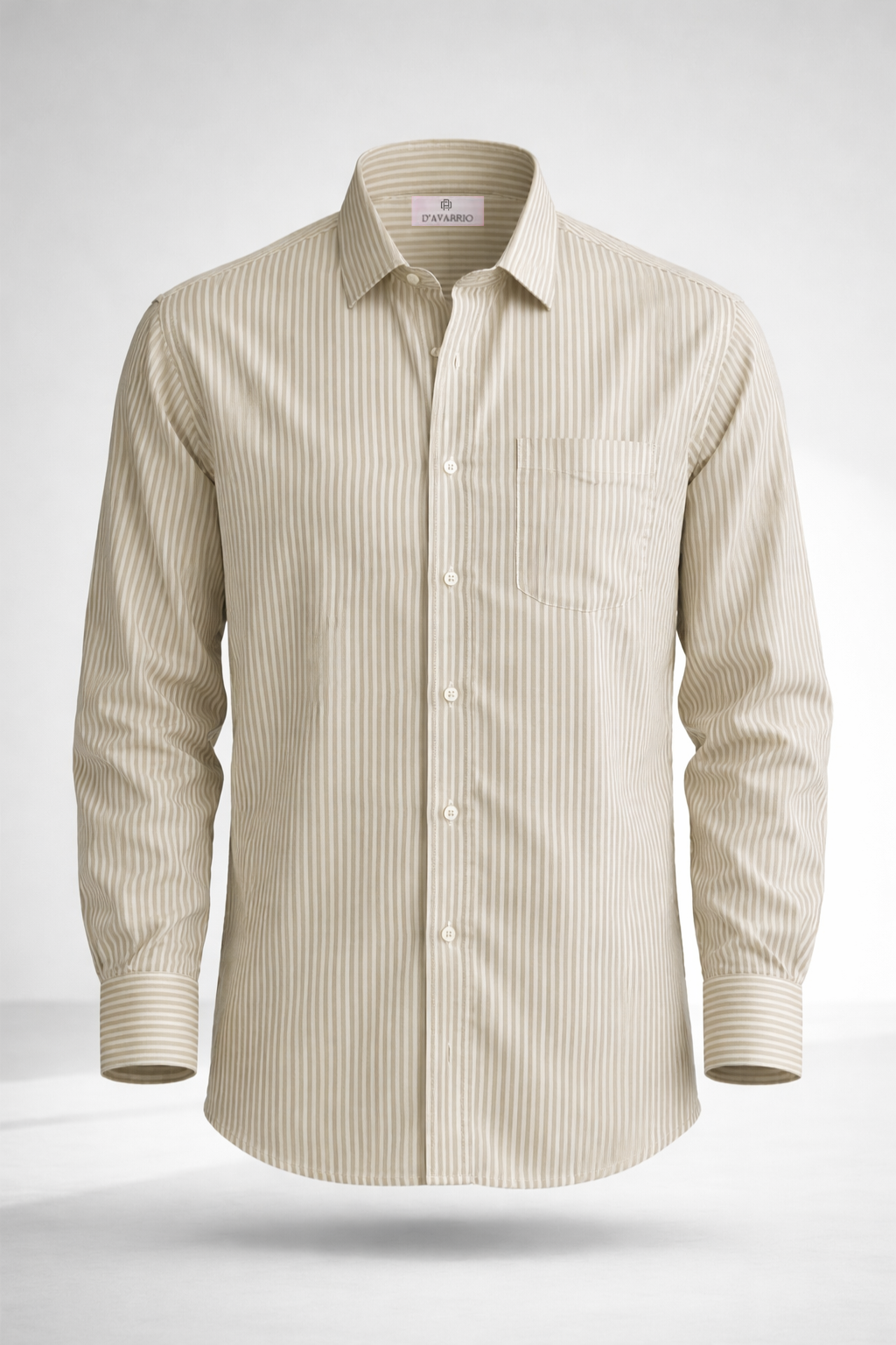 Men’s Beige Striped Cotton Viscose Shirt – Premium Smart Casual Essential