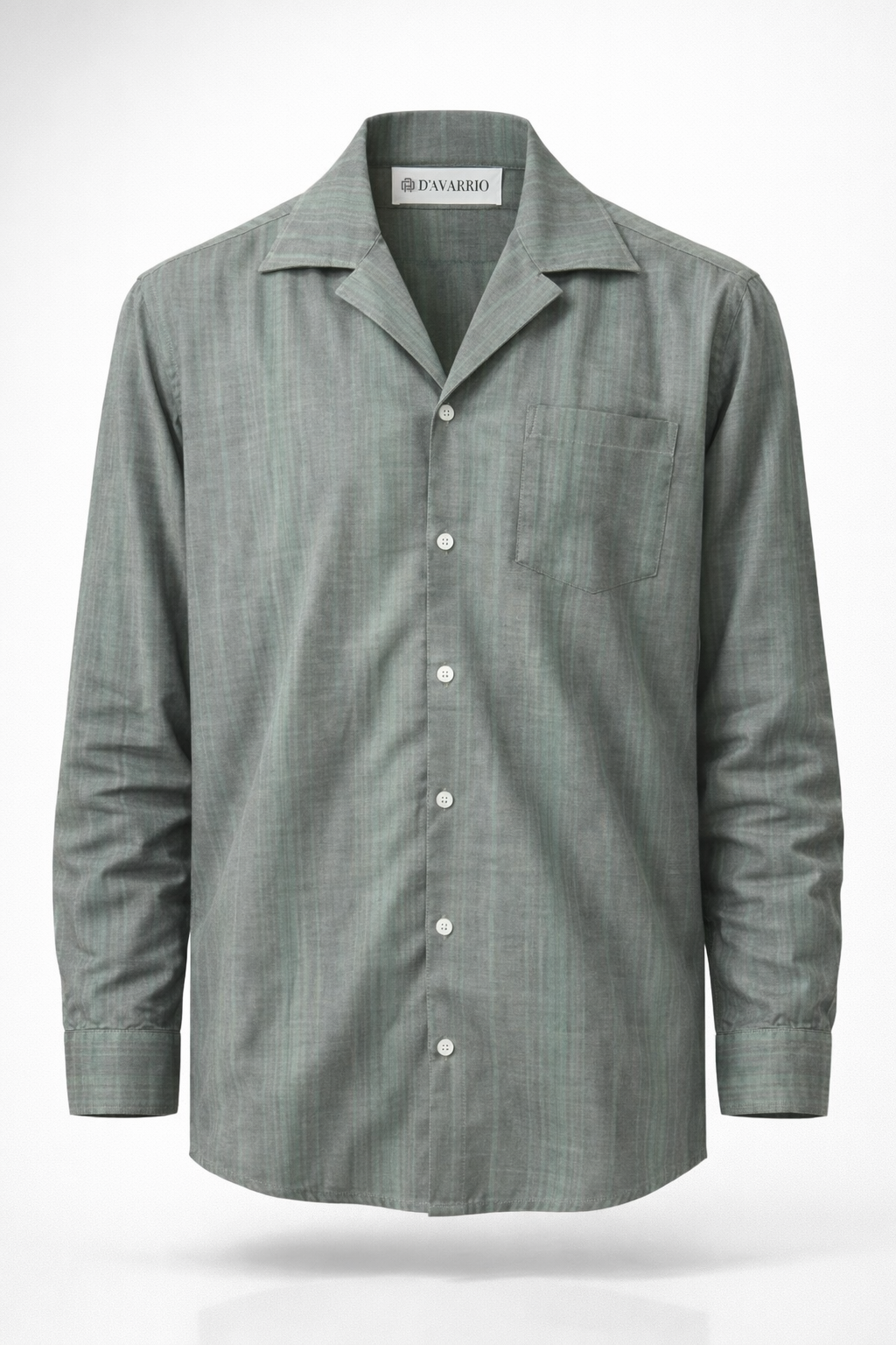 Men’s Sage Green Cotton Rayon Cuban Collar Shirt – Premium Minimal Wear