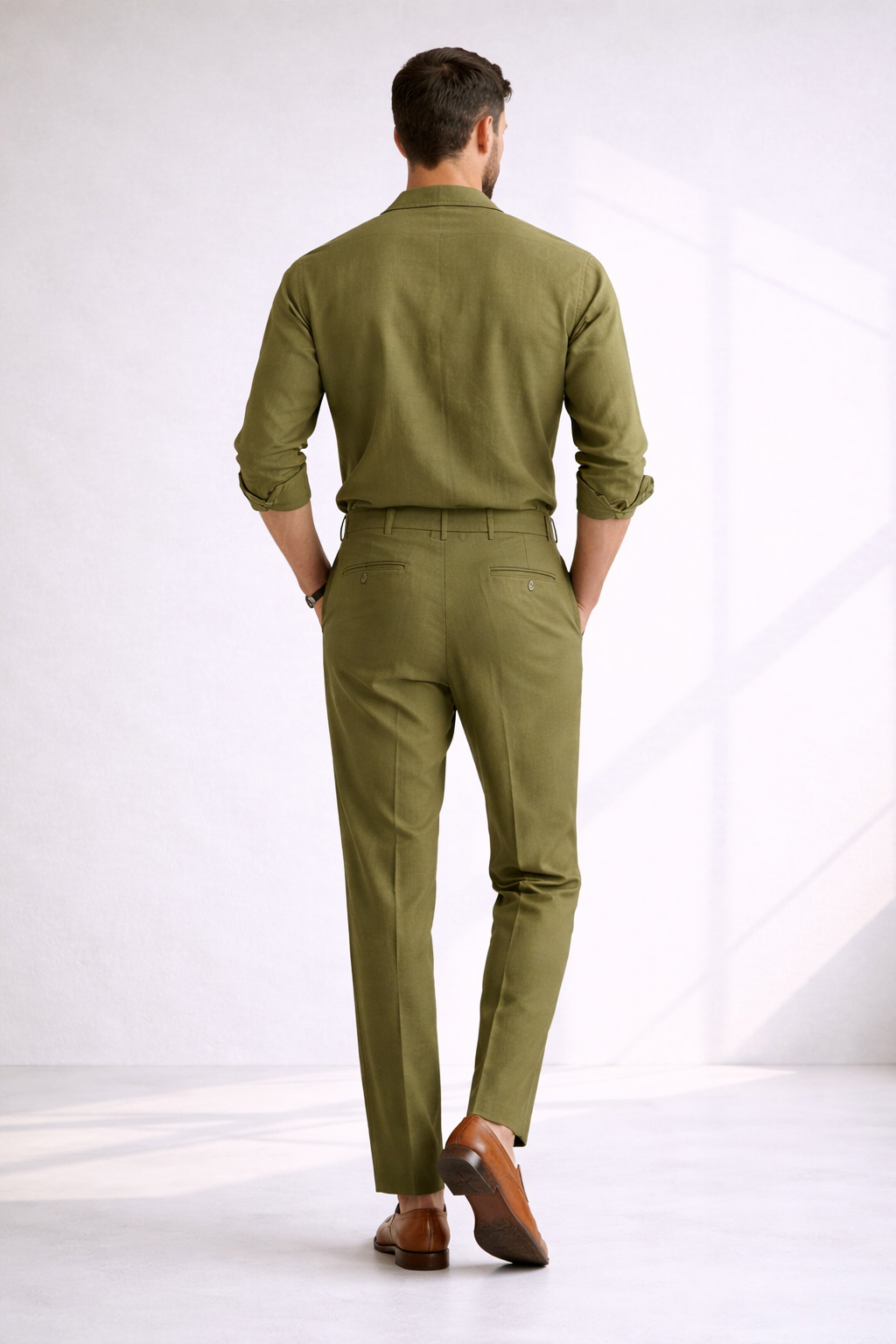 Men’s Summer Olive Linen Designer Shirt – Premium Summer Essential