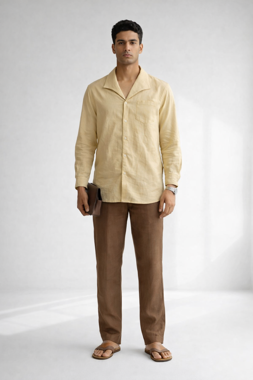 Men’s Butter Yellow Linen Designer Shirt – Premium Summer Essential