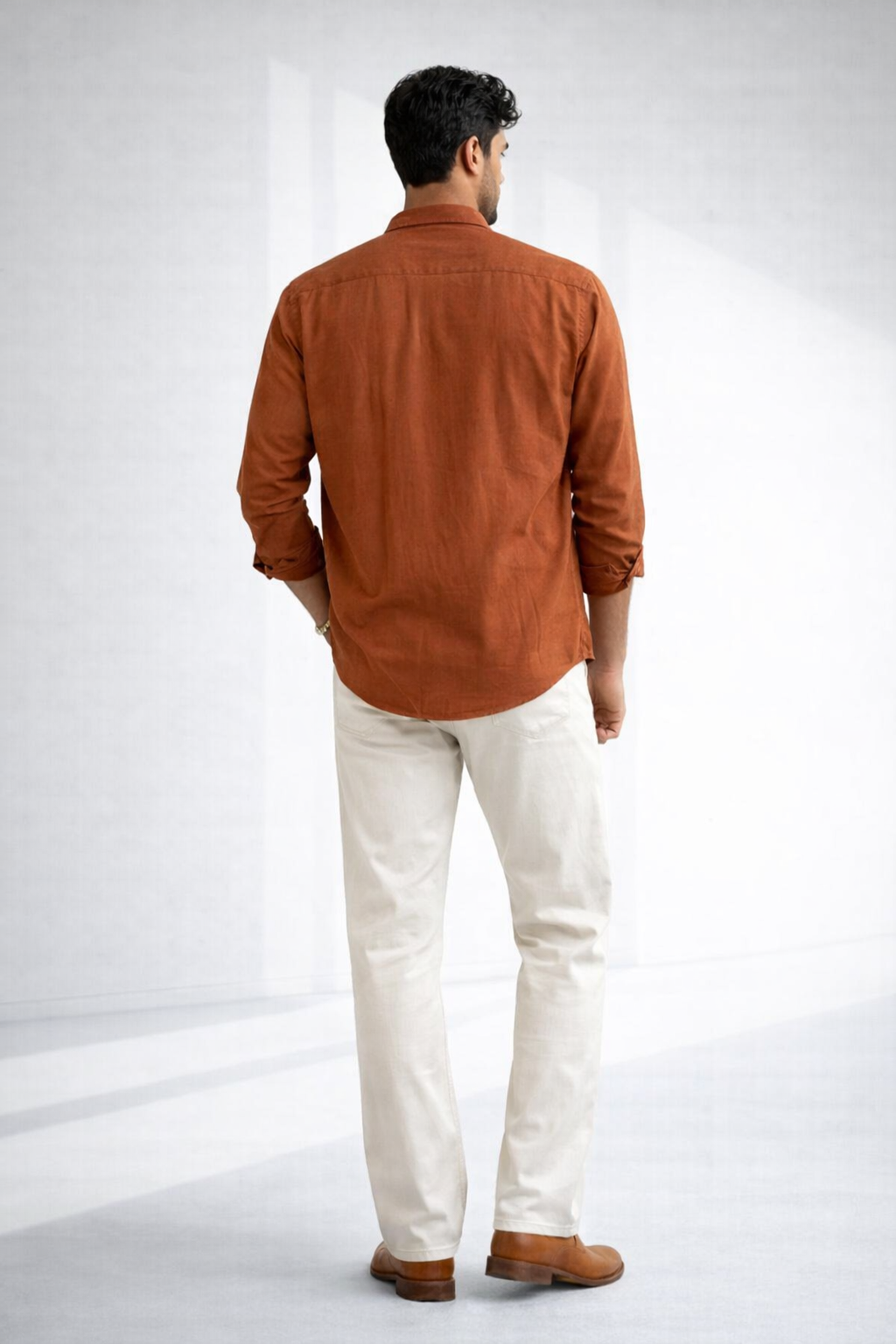 Men’s Rust Double Gauze Cotton Shirt – Soft Premium Casual Essential