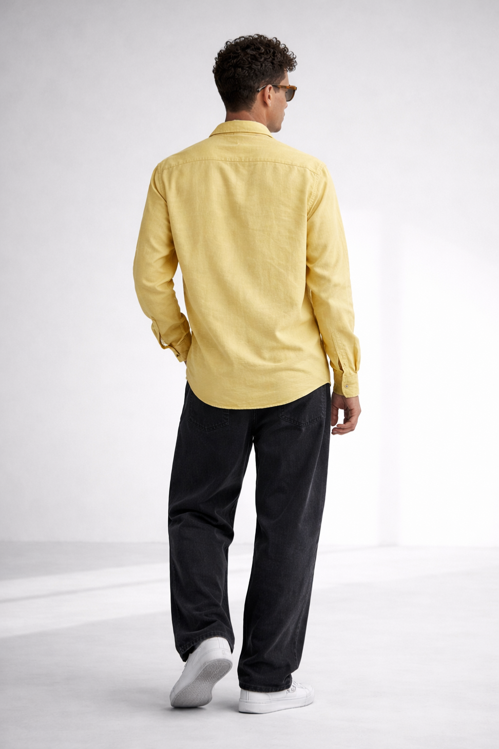 Men’s Lemon Yellow Linen Blend Shirt – Premium Smart Casual Essential