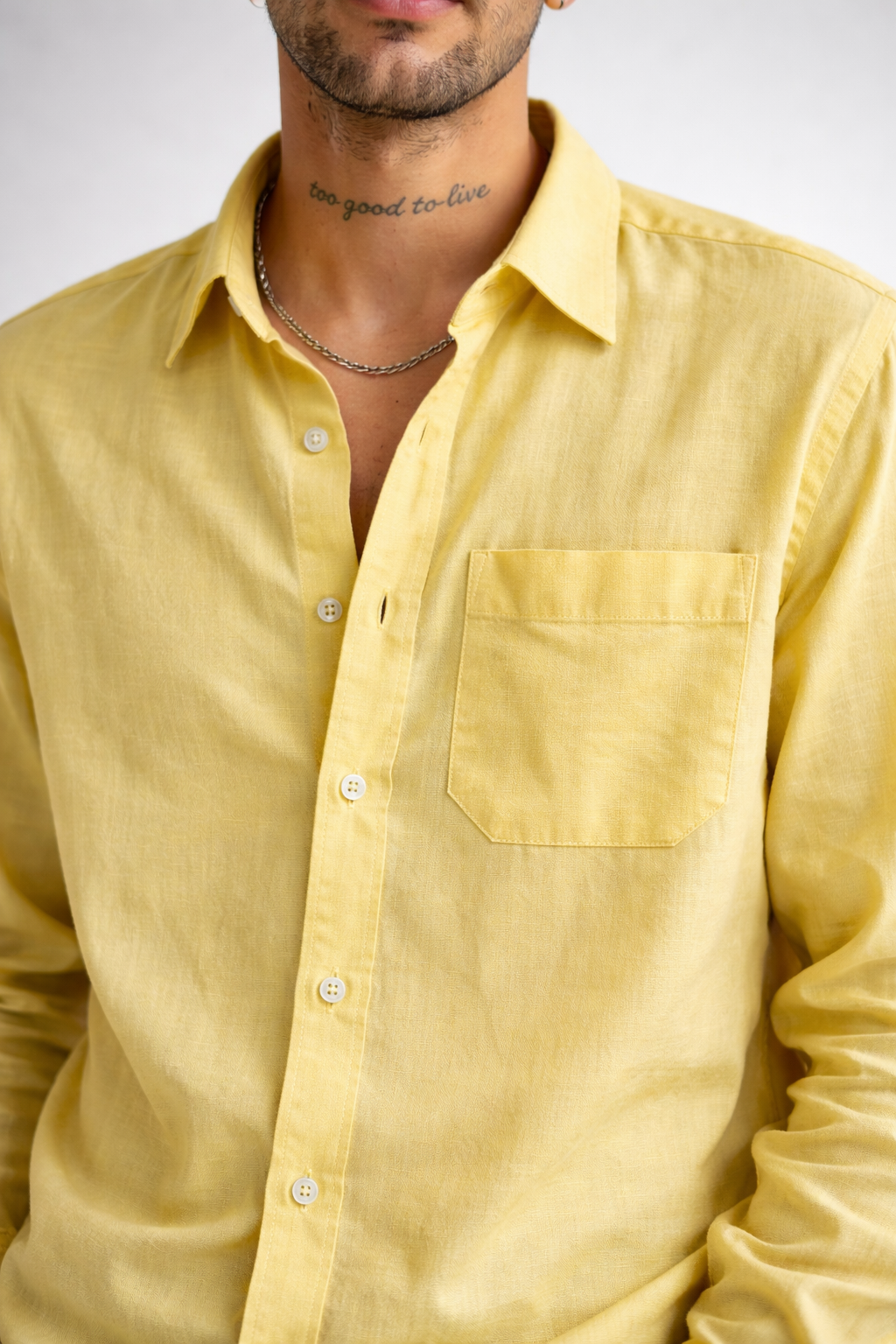 Men’s Lemon Yellow Linen Blend Shirt – Premium Smart Casual Essential