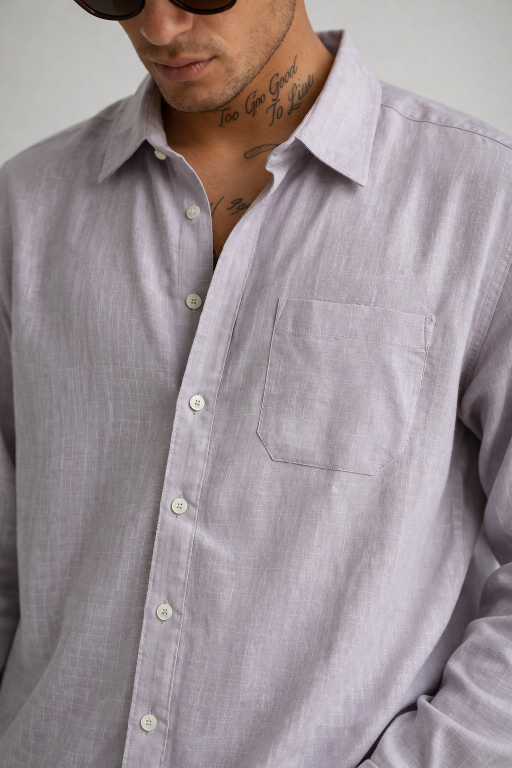 Men’s Soft Lavender Linen Blend Shirt – Premium Smart Casual Essential