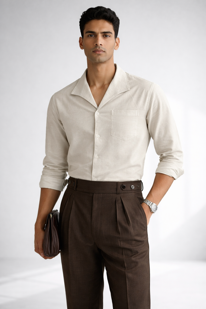 Men’s Off White Linen Designer Shirt – Premium Summer Essential
